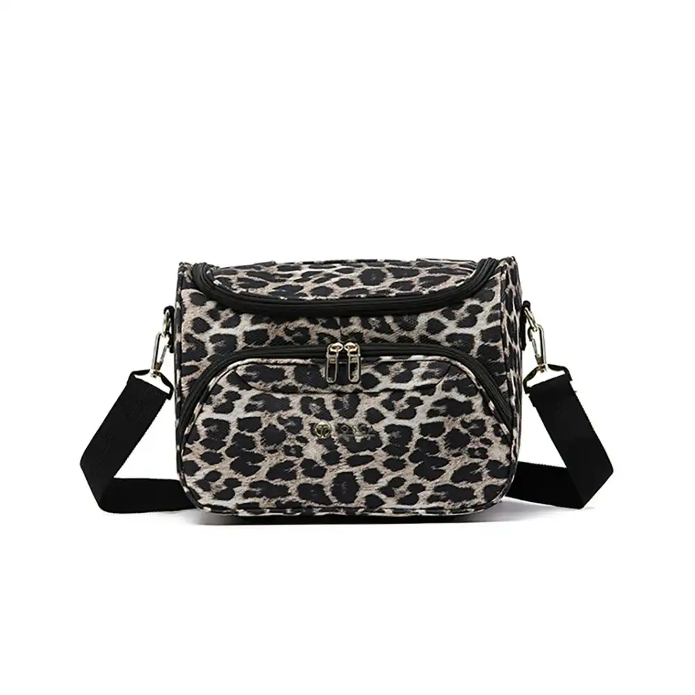 Tosca So-Lite 3.0 Zipped Beauty/Cosmetic Travel Case w/ Shoulder Strap - Leopard