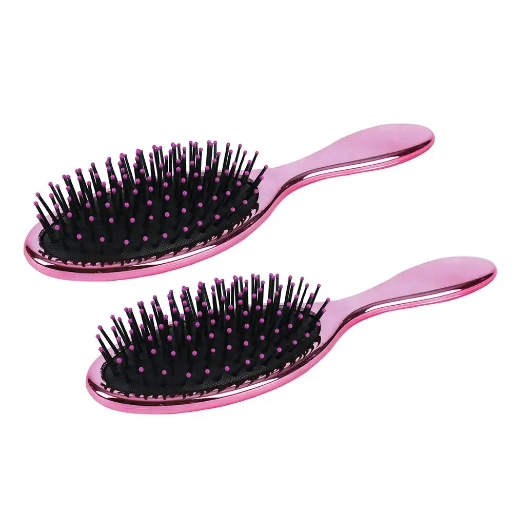 2x Living Today TPR Bristles Anti-Static Oval Paddle Brush Hair Grooming PNK