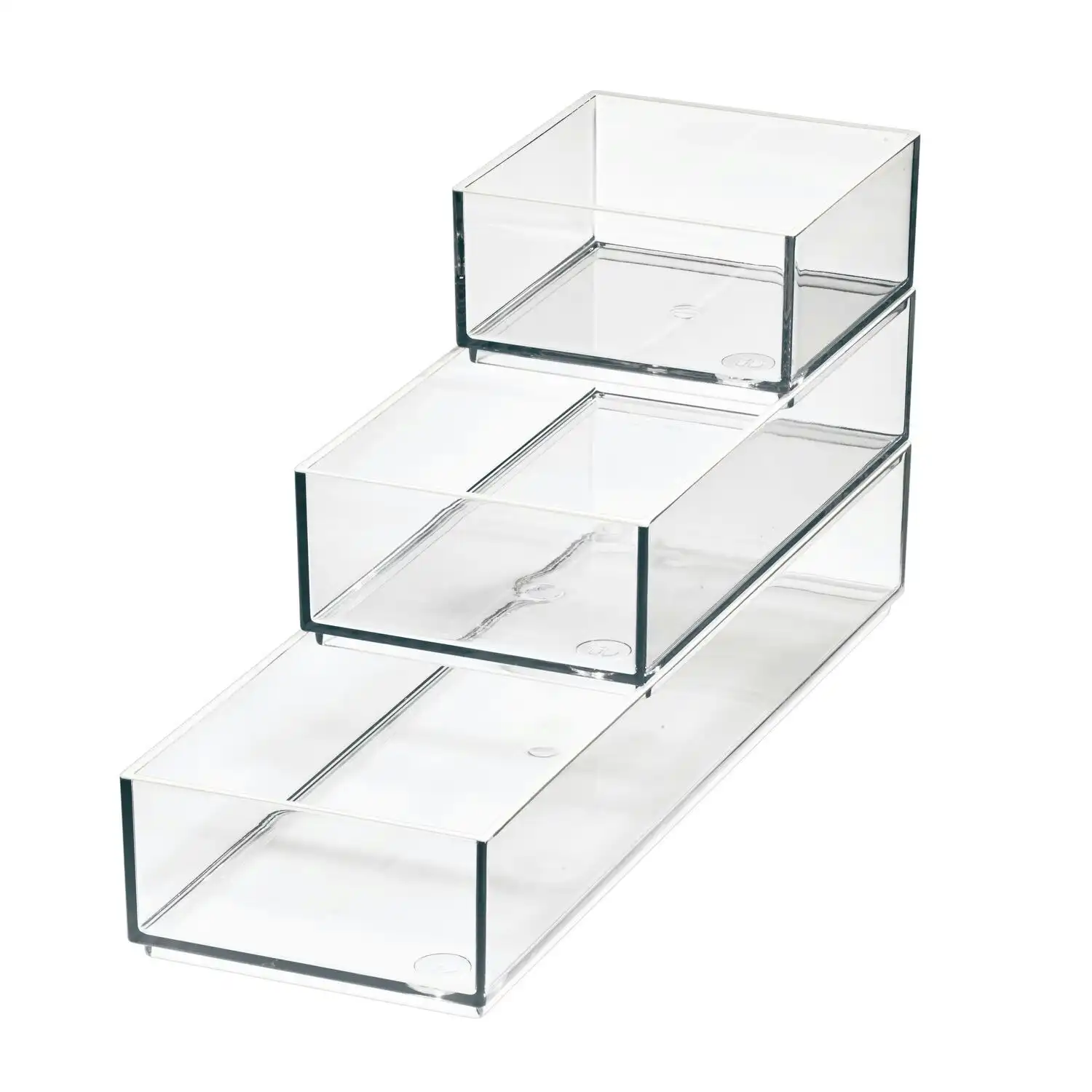 3pc Idesign Stack & Slide Cosmetic Storage Makeup Organisers Clear/Matte White