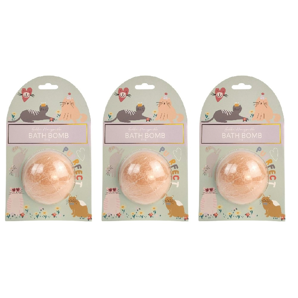 3x Urban Perfect Pets Cat 150g Golden Honeysuckle Bath Bomb Shower Bathing Fizz