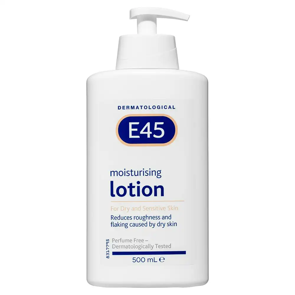 E45 Moisturising Lotion 500ml Care f/ Dry/Sensitive Skin Body/Face/Hands