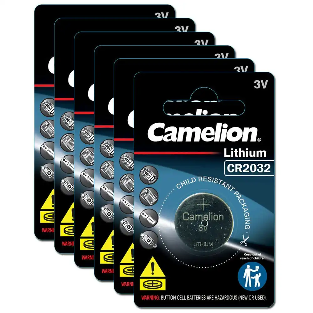 6x Camelion Lithium 2032 Button Cell 3V Batteries For Calculator/Watch/Car Keys