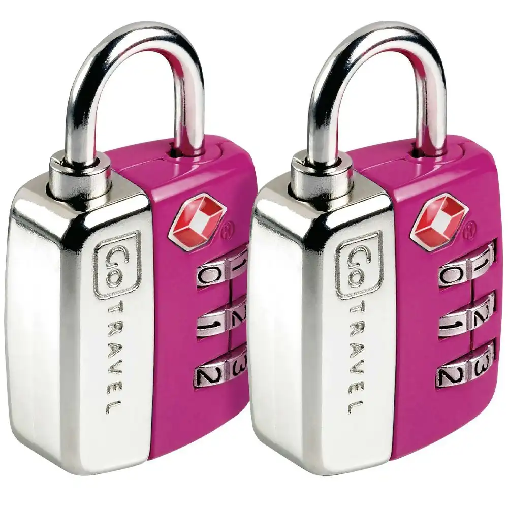 2pk Go Travel TSA  3 Dial Combination Luggage/Suitcase Security Padlock Assorted