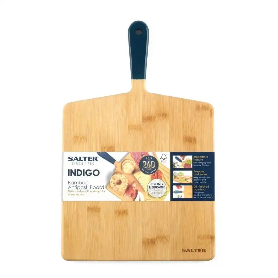 Salter Indigo 39x25cm Bamboo Food Serving/Chopping Board/Platter Strong/Durable