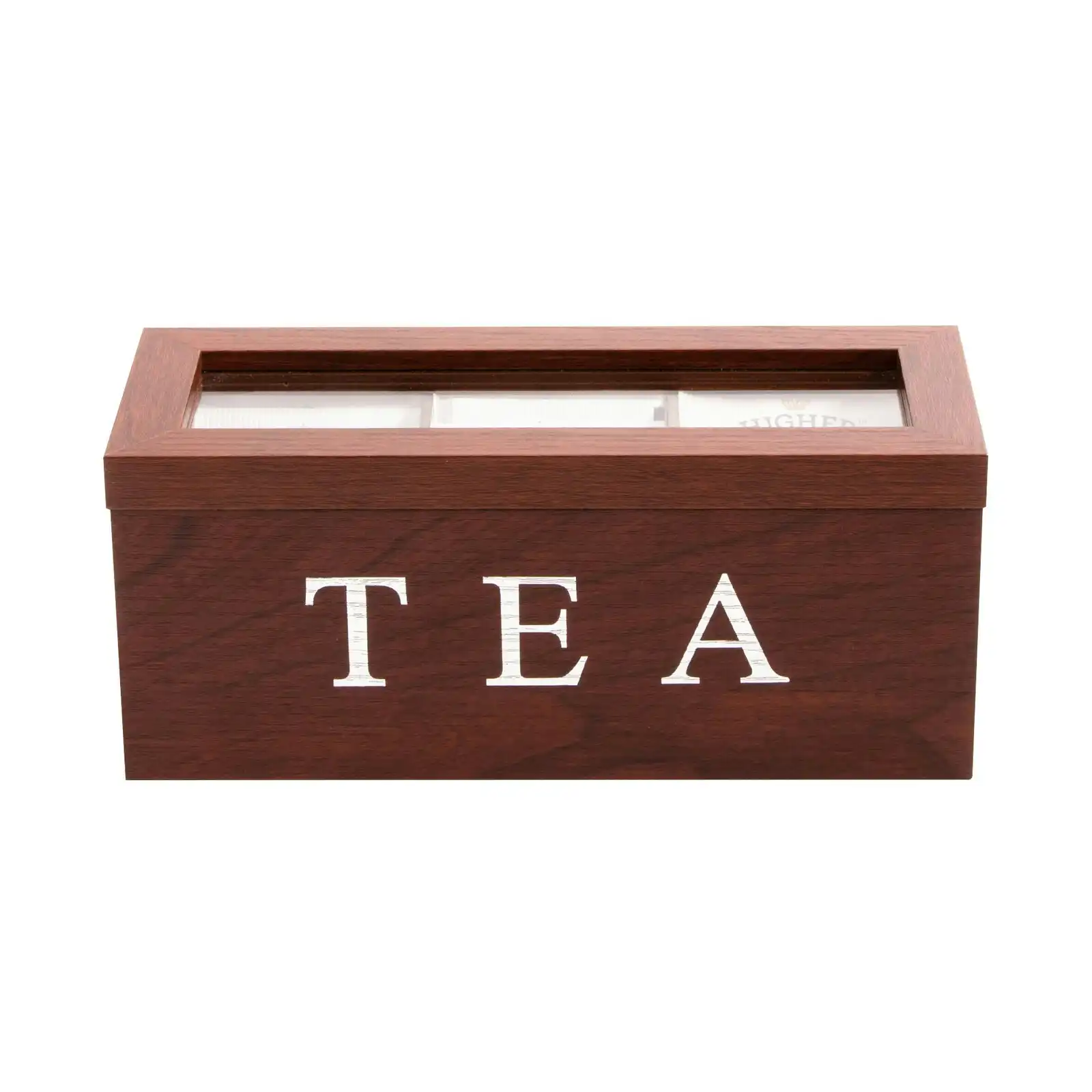 Cooper & Co. Wood Tea Bag Chest Box Storage w/3 Seperate Comparts/Lid Brown 23cm