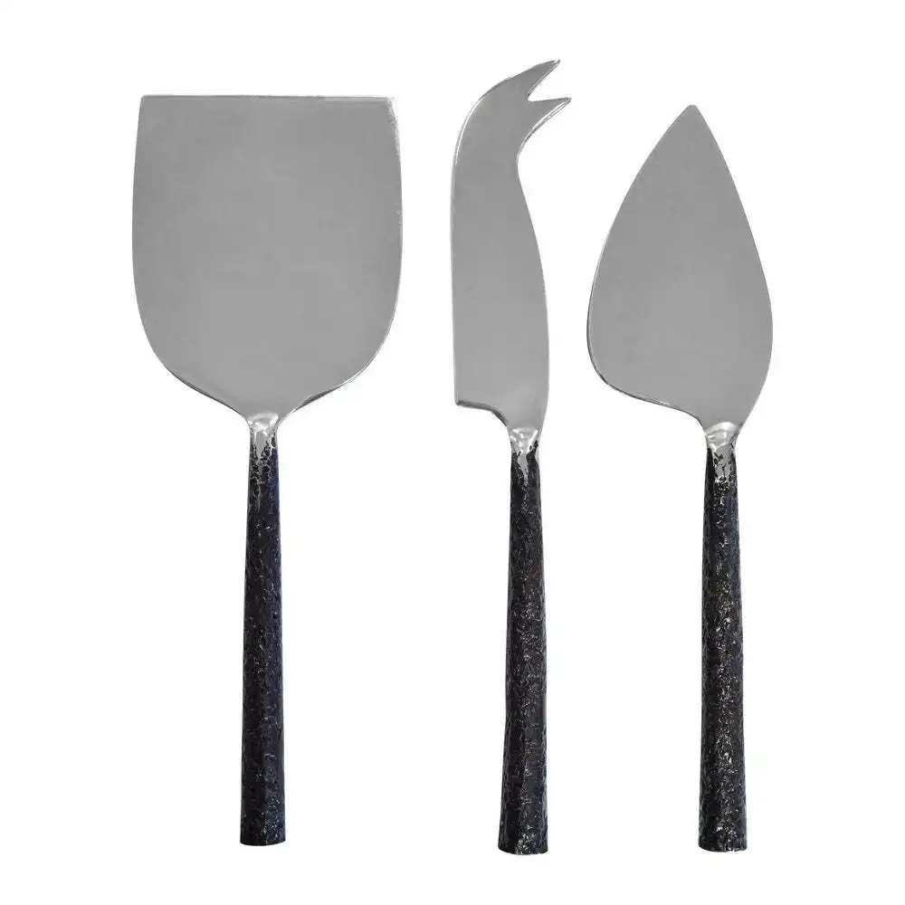 3pc J.Elliot Nina Stainless Steel Spreader Cheese Knife Cutlery Set Silver/Black