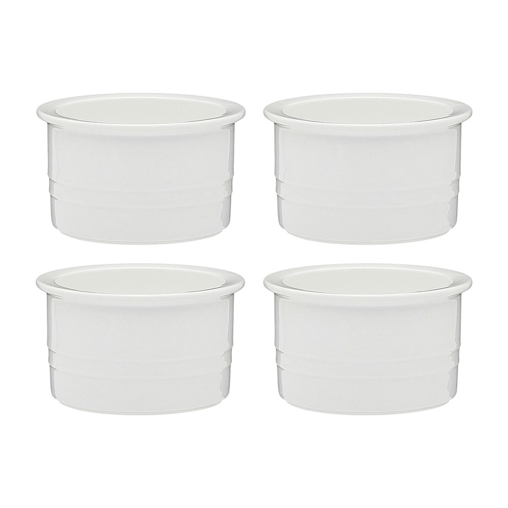 4pc Ecology Signature 11cm Porcelain Ramekin Dish Round Oven Bakeware White