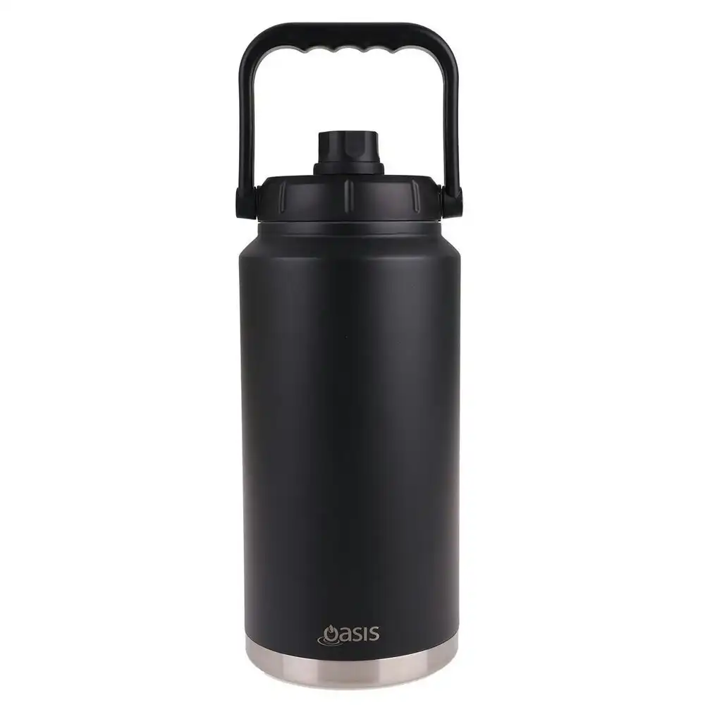 Oasis 3.8L Insulated Mini Jug Stainless Steel Water Bottle w/ Carry Handle Black