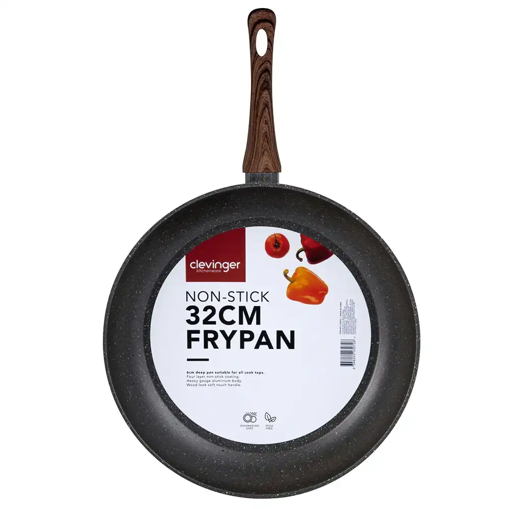 Clevinger 32cm Forged Aluminium 4 Layer Round Non-Stick Frypan Cookware Black