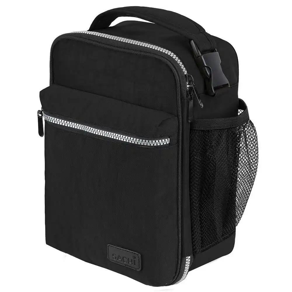 Sachi Explorer 28cm Insulated Lunch Storage Bag w/ Bottle Holder/Pocket Black