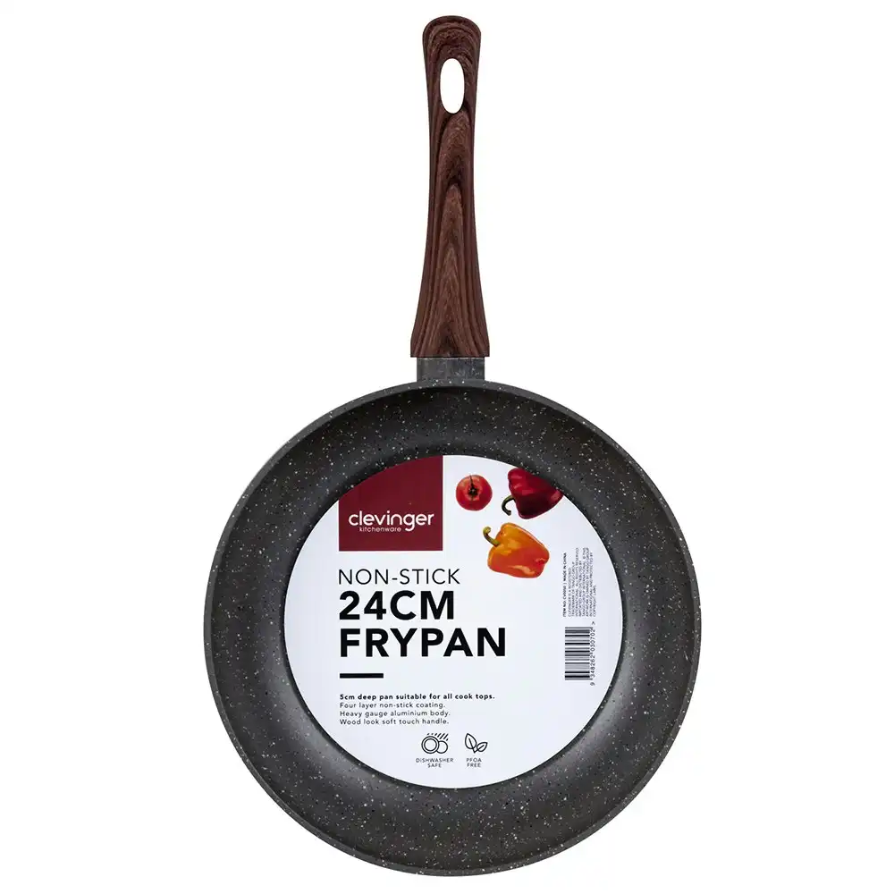 Clevinger 24cm Forged Aluminium 4 Layer Round Non-Stick Frypan Cookware Black