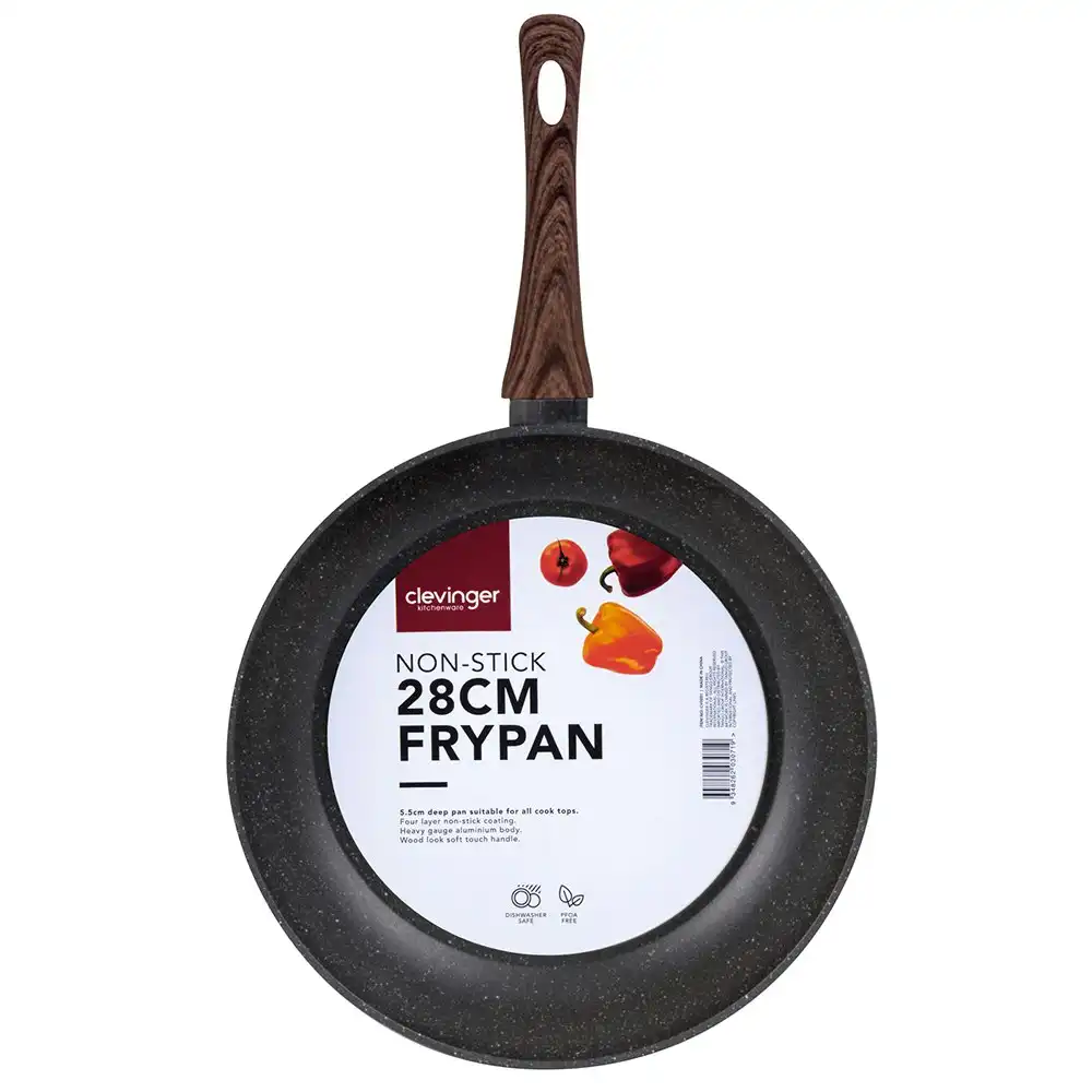 Clevinger 28cm Forged Aluminium 4 Layer Round Non-Stick Frypan Cookware Black