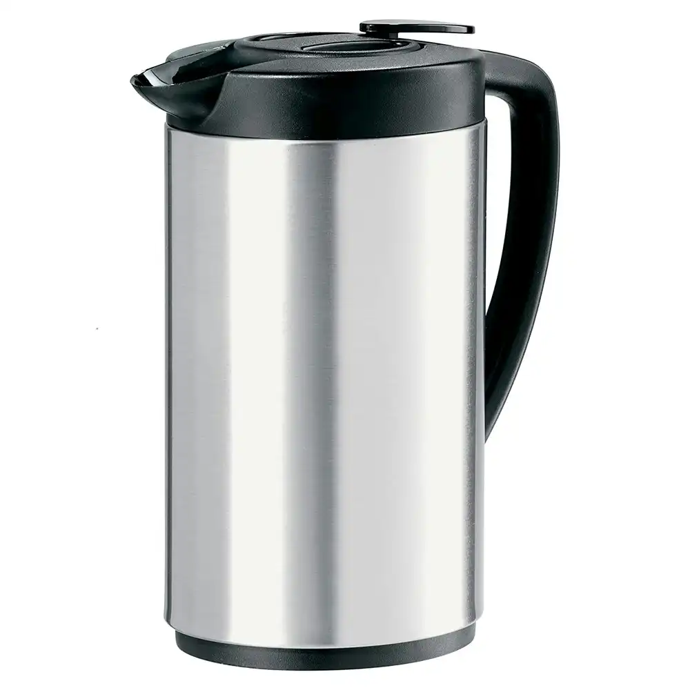 Oggi Oval Portable Brew Thermal Vacuum Insulated Carafe Stainless Steel 1L Black