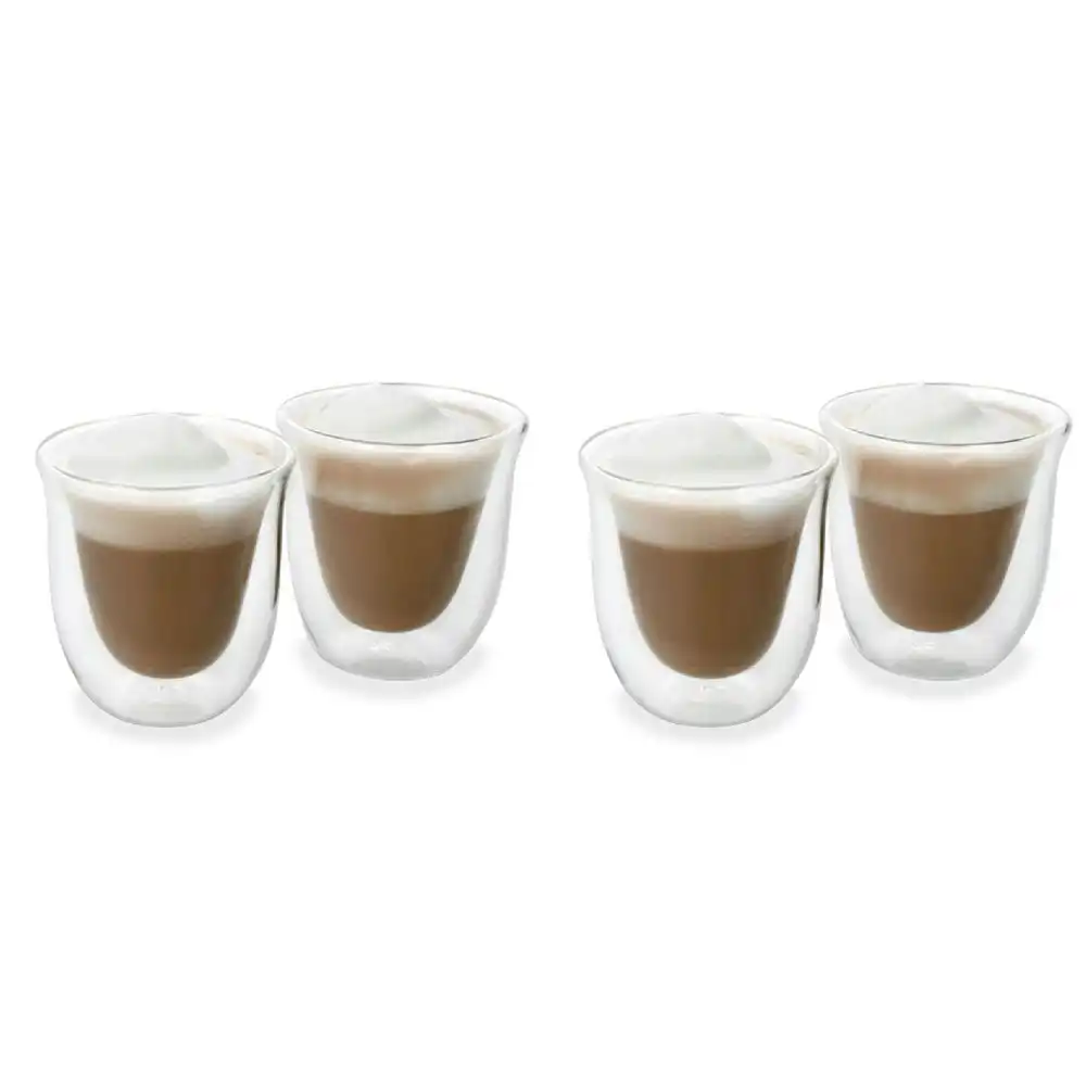 4pc La Cafetiere 200ml Double Walled Glass Cappuccino Cup Coffee Drink Mug Clear
