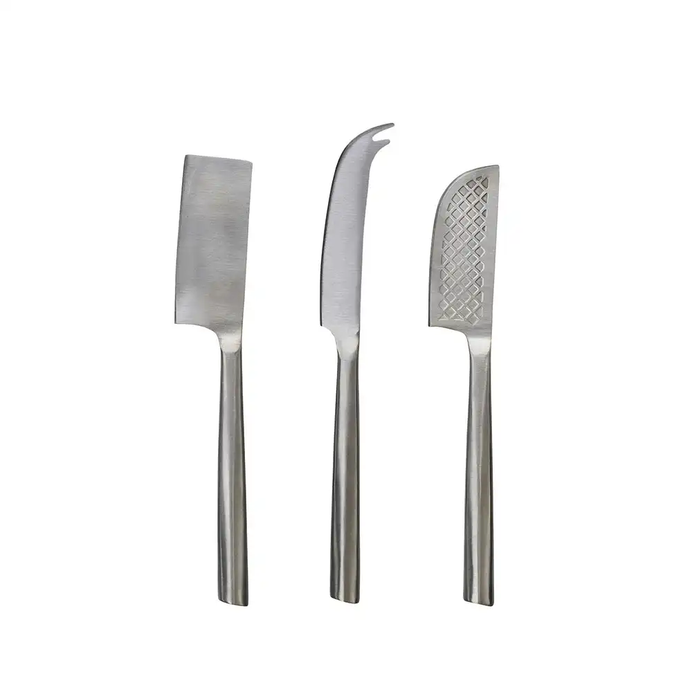 3pc Salt & Pepper Provedore Stainless Steel Cheese Knife Set Utensil Silver