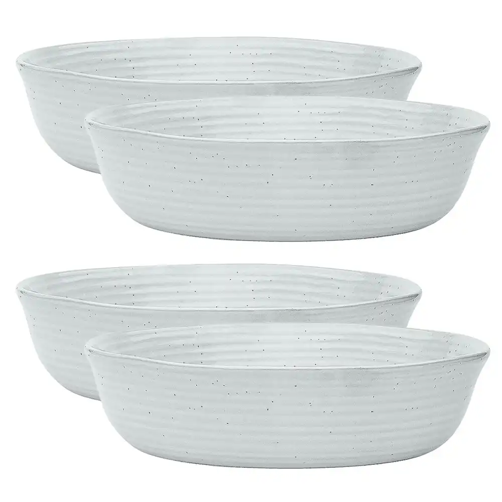 4x Ecology Ottawa Lichen 22cm Stoneware Dinner Bowl Noodle/Soup Rice Dish Grey