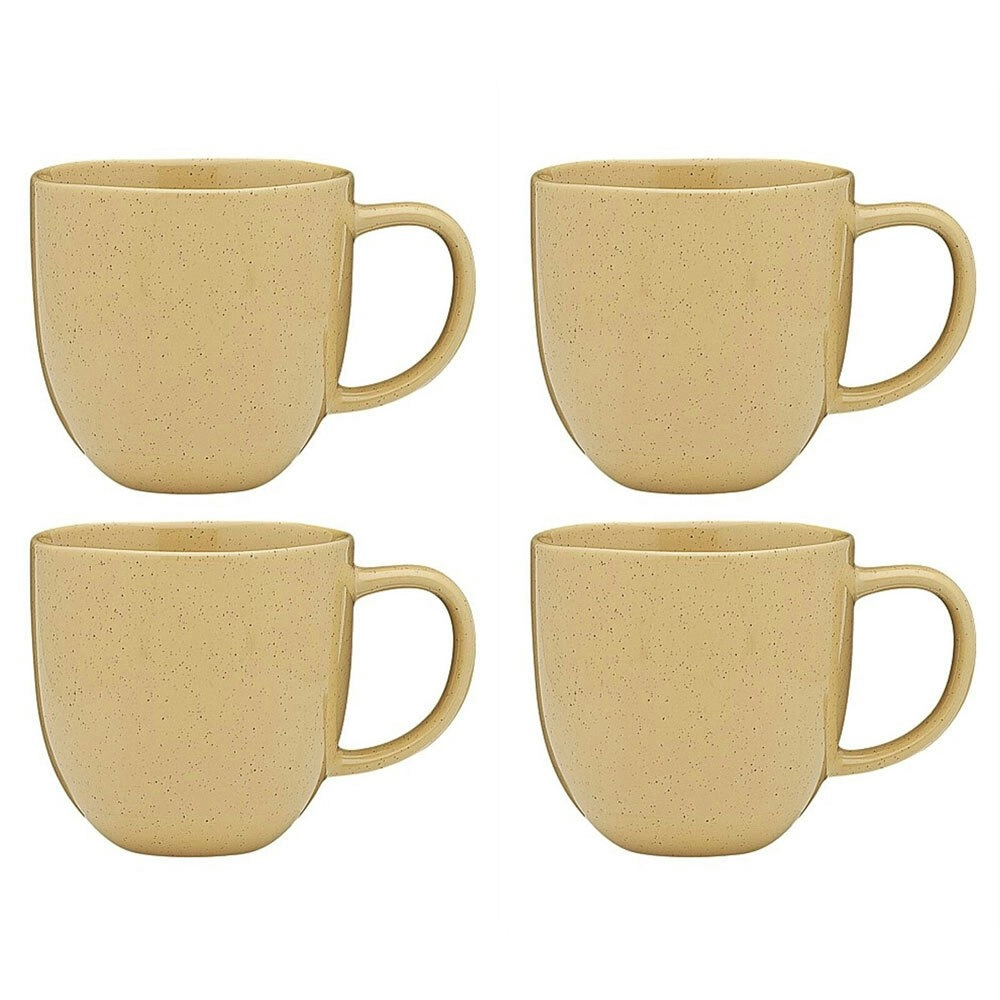 4pc Ecology Dwell Stoneware 340ml Coffee Mug Water Drinking Cup w/ Handle Butter