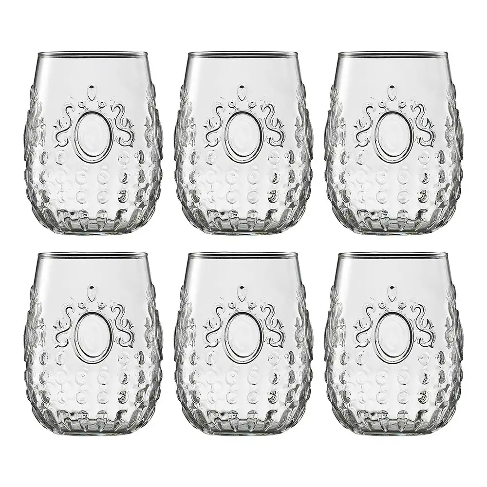 6pc Ecology Marie 490ml Clear Stemless Red Wine/Drinks Glasses Barware Set