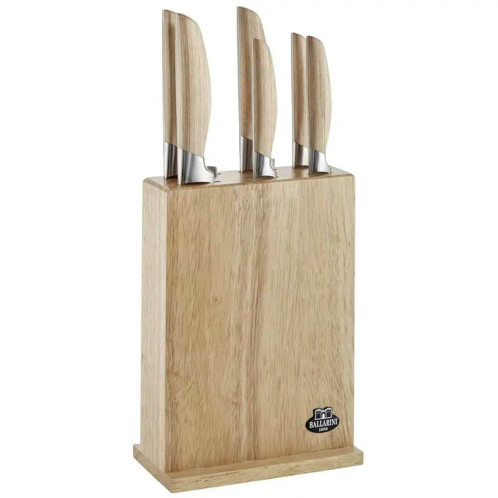 7pc Ballarini Tevere Stainless Steel Chef's/Slicing Knife Set w/ Wooden Block