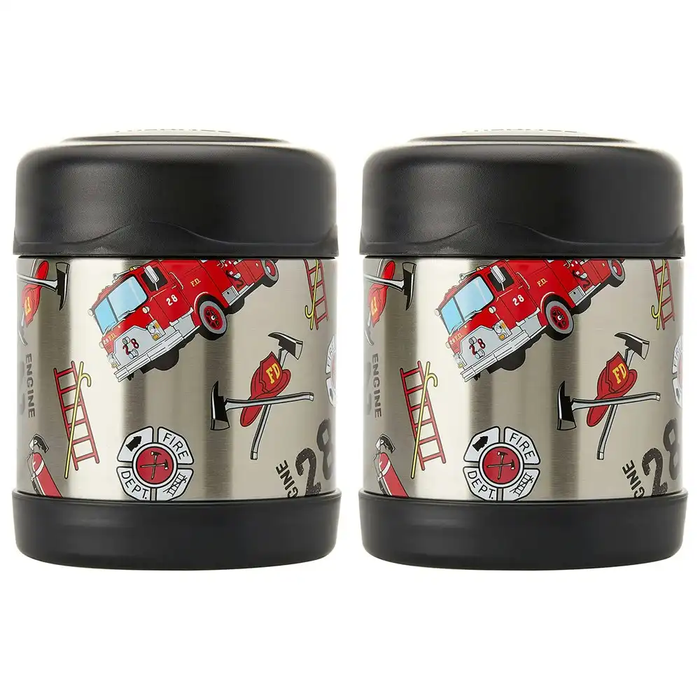 2x Thermos 290ml Funtainer Vacuum Insulated Food Jar Fire Truck Stainless Steel
