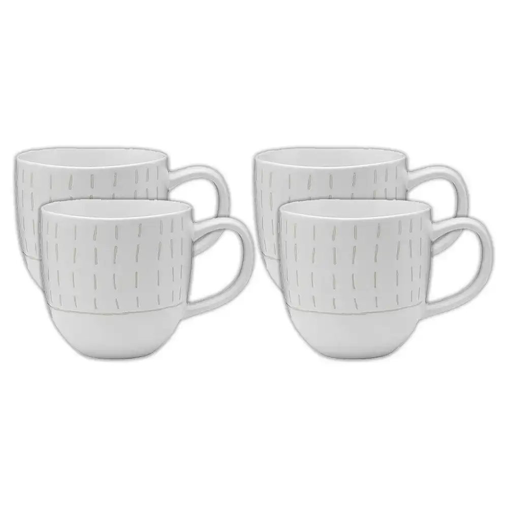 4x Ecology Dwell Mug Dash 300ml Stoneware Coffee Drink/Tea Drinking Cup White