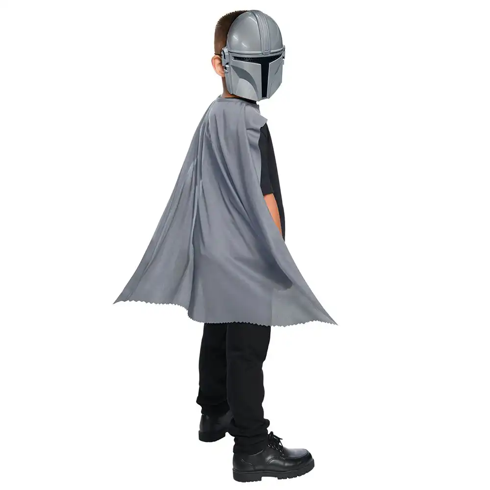 Star Wars Mandalorian Mask & Cape Set Kids/Child Costume/Halloween Party Grey