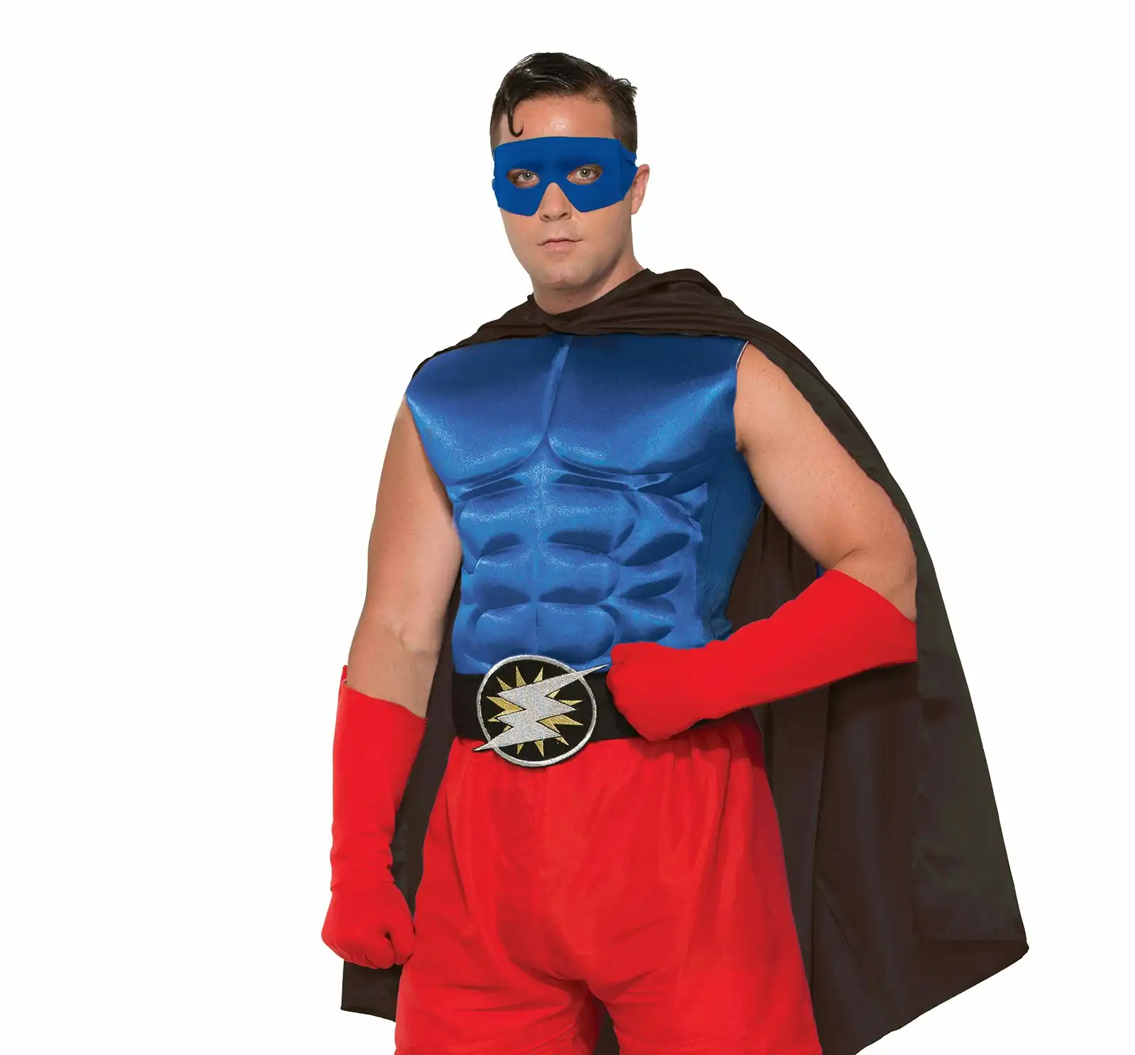 Hero Muscle Chest Sleeveless Men's Superhero Adult Costume Party One Size Blue