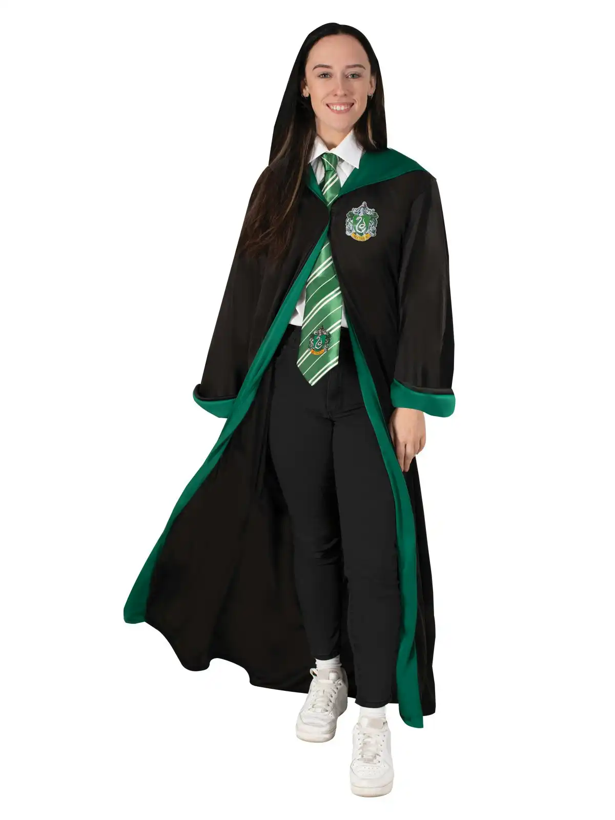 Harry Potter Slytherin Hooded Hogwarts Adult Wizard Robe Party Costume Size STD