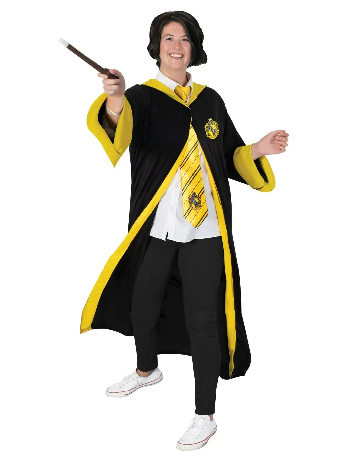 Harry Potter Hufflepuff Hogwarts Hooded Adult Party Costume Wizard Robe Size STD