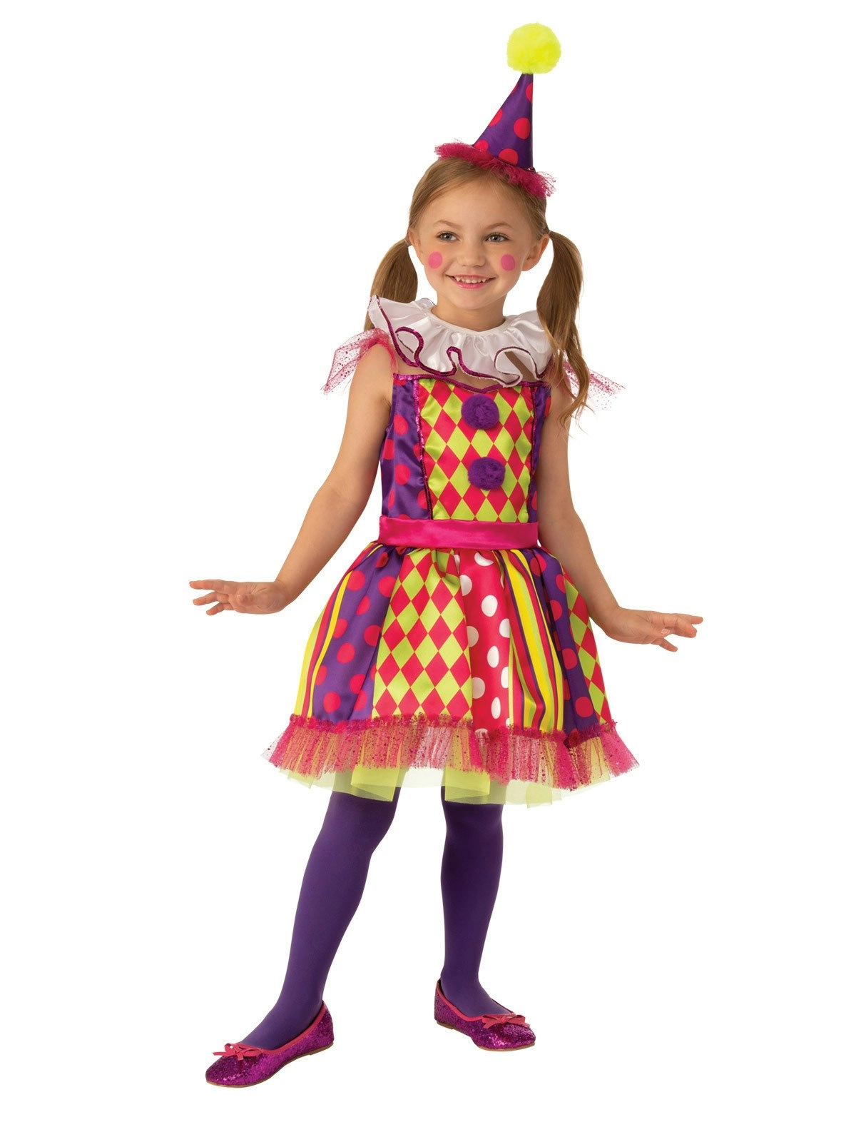 Rubies Bright Clown Dress Up Kids/Girls Halloween Circus Party Costume Size L