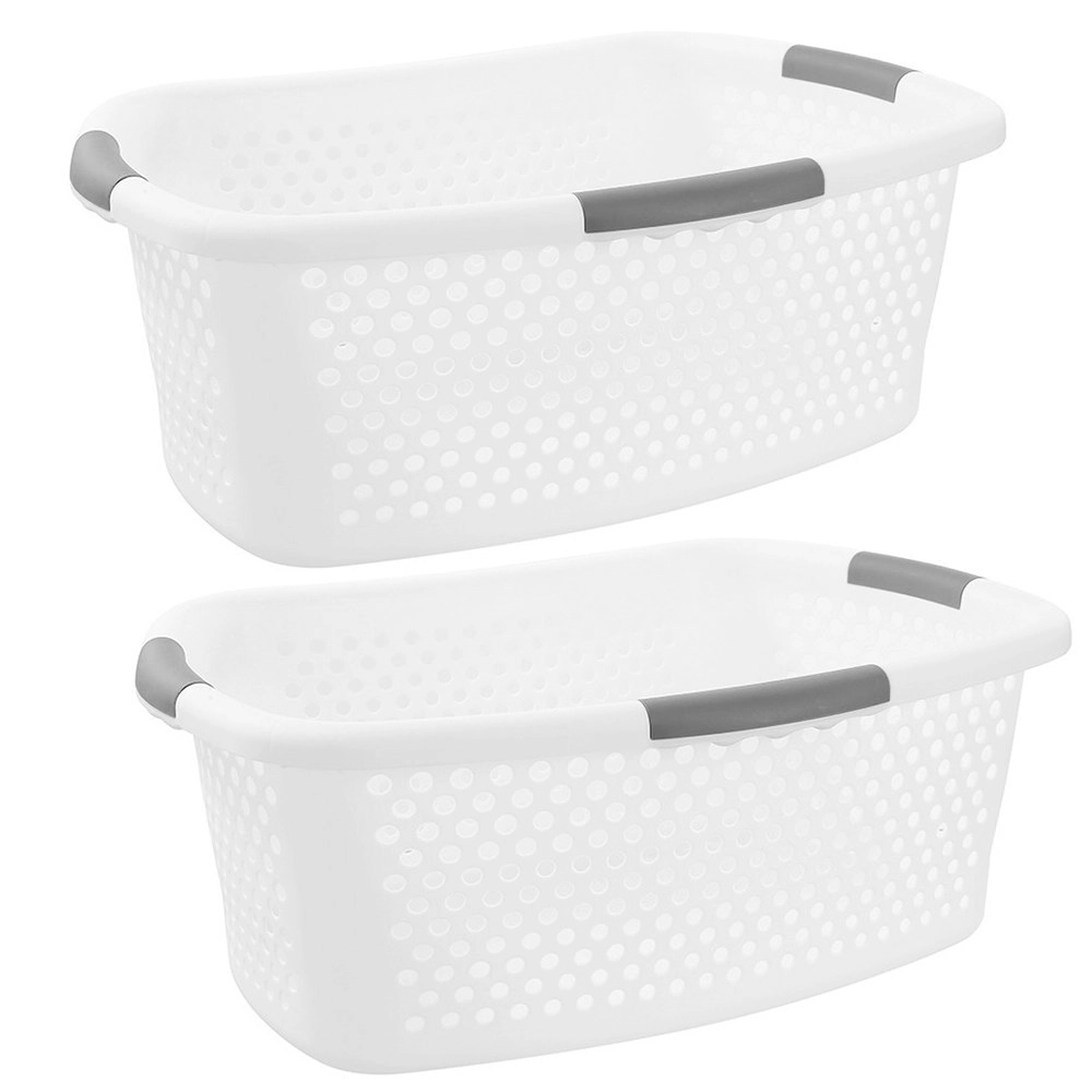 2x Boxsweden Hudson Family 54L/70cm Laundry Basket Clothes Wash Bin Hamper Asst