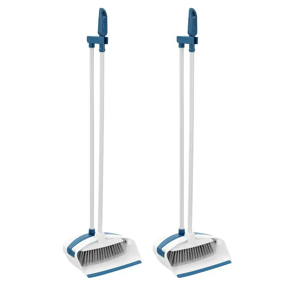 2x Boxsweden Clean 85cm Foldable Dustpan & Broom Floor Cleaner/Sweeper Set