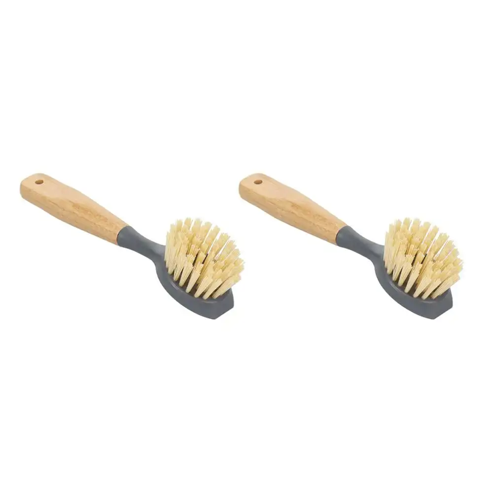2x Eco Basics Cast Iron Pan/Pot Brush Kitchen Dish Cleaning Scrub w/ Long Handle