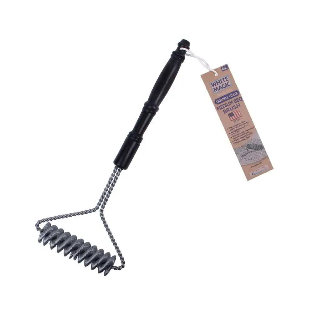 White Magic Medium 40cm Cleaning Barbecue Grill Brush Double Helix Cleaner Black