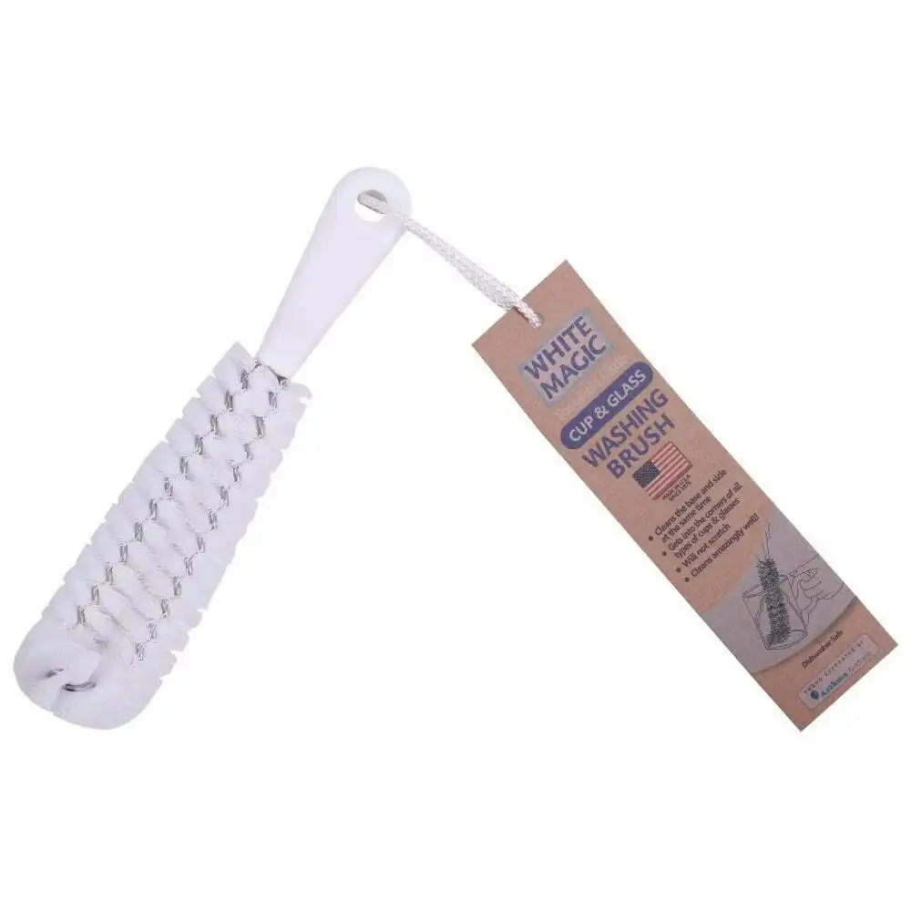 White Magic 23cm Toughest Little Cup/Glass Washing Cleaning Brush Cleaner White
