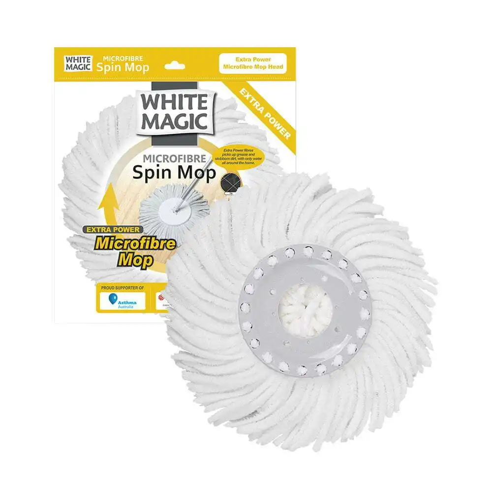 White Magic Extra Power Microfibre Head Spare Replacement Refill For Spin Mop