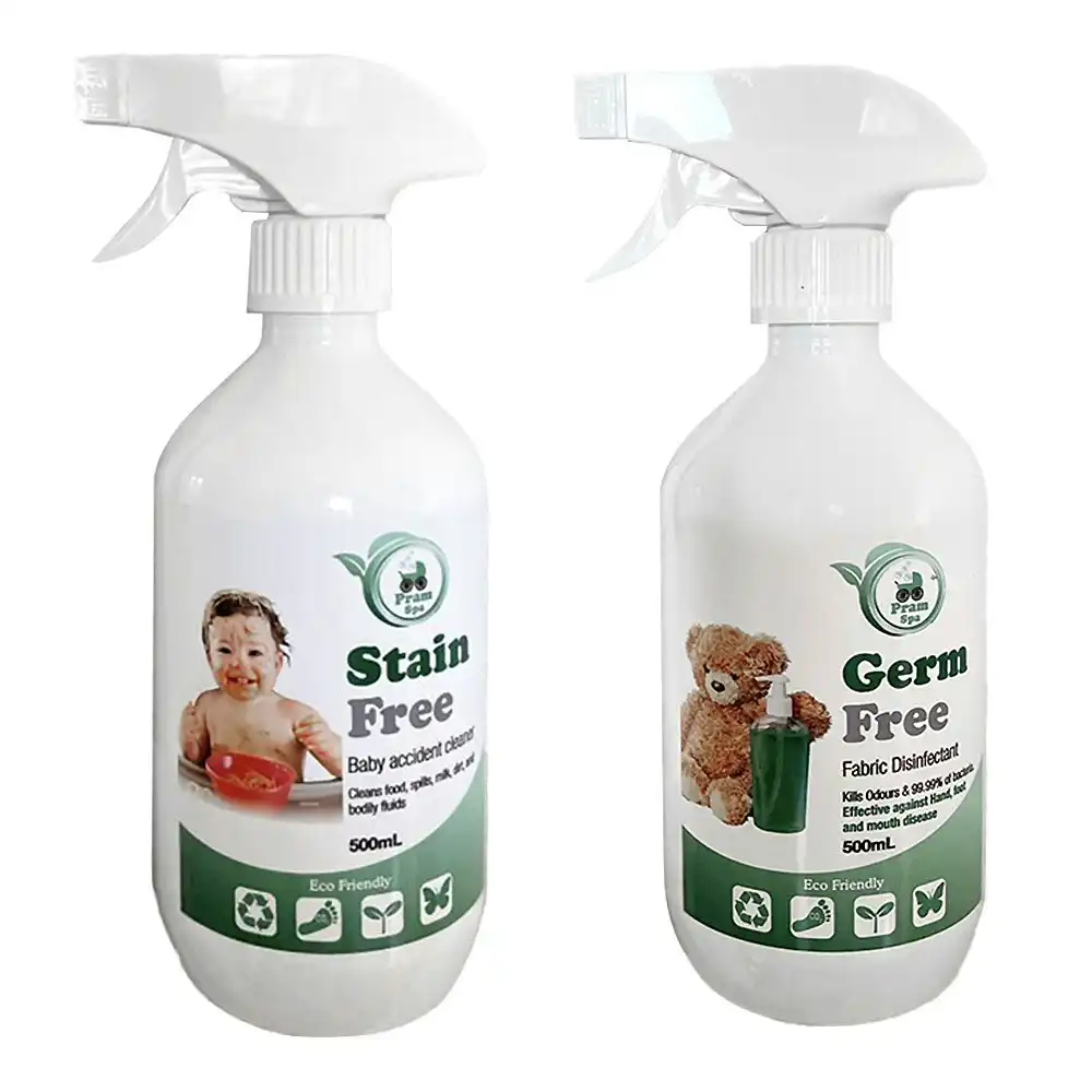 2pc Pram Spa 500ml Stain Free/Germ Free Non Toxic Fabric Disinfectant Cleaner