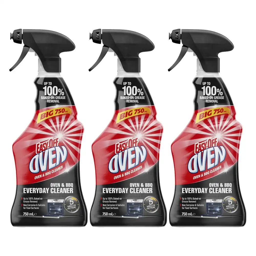 3x Easy Off Bam Oven & BBQ Everyday Grease/Grime/Dirt Cleaner Spray 750ml