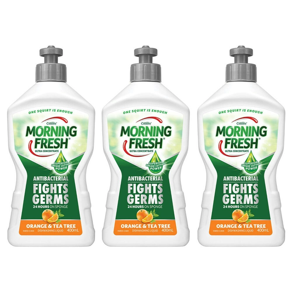 3x Morning Fresh 400ml Dishwashing Liquid Cleaning Concentrate Orange/Tea Tree