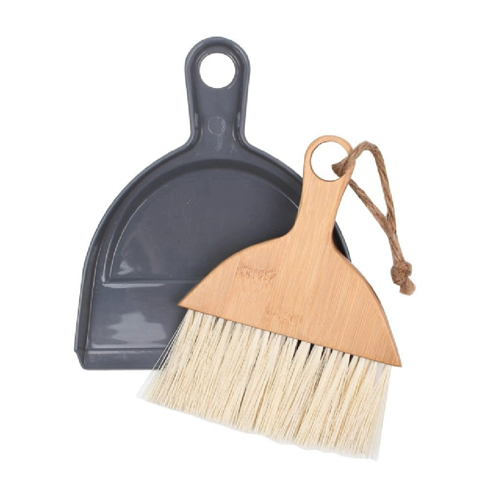 White Magic Bamboo/Recycled Eco Basics Mini Dustpan/Brush Indoor/Outdoor Set