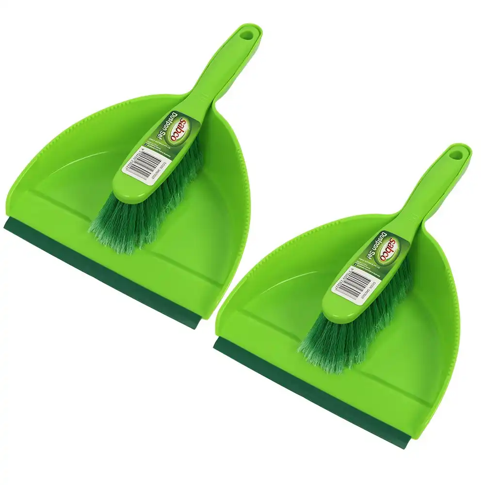 2x Sabco Compact Dustpan/Broom Home/Office Cleaning Brush Set Easy Storage Tool