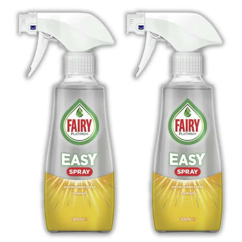 2x Fairy 300ml Easy Spray Dishwashing Spray/Wipe Lemon Home Dishes Cleaning