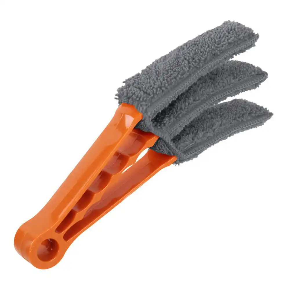 White Magic 12cm Mini Handheld Venetian Blind Duster Dirt Cleaner Orange/Grey