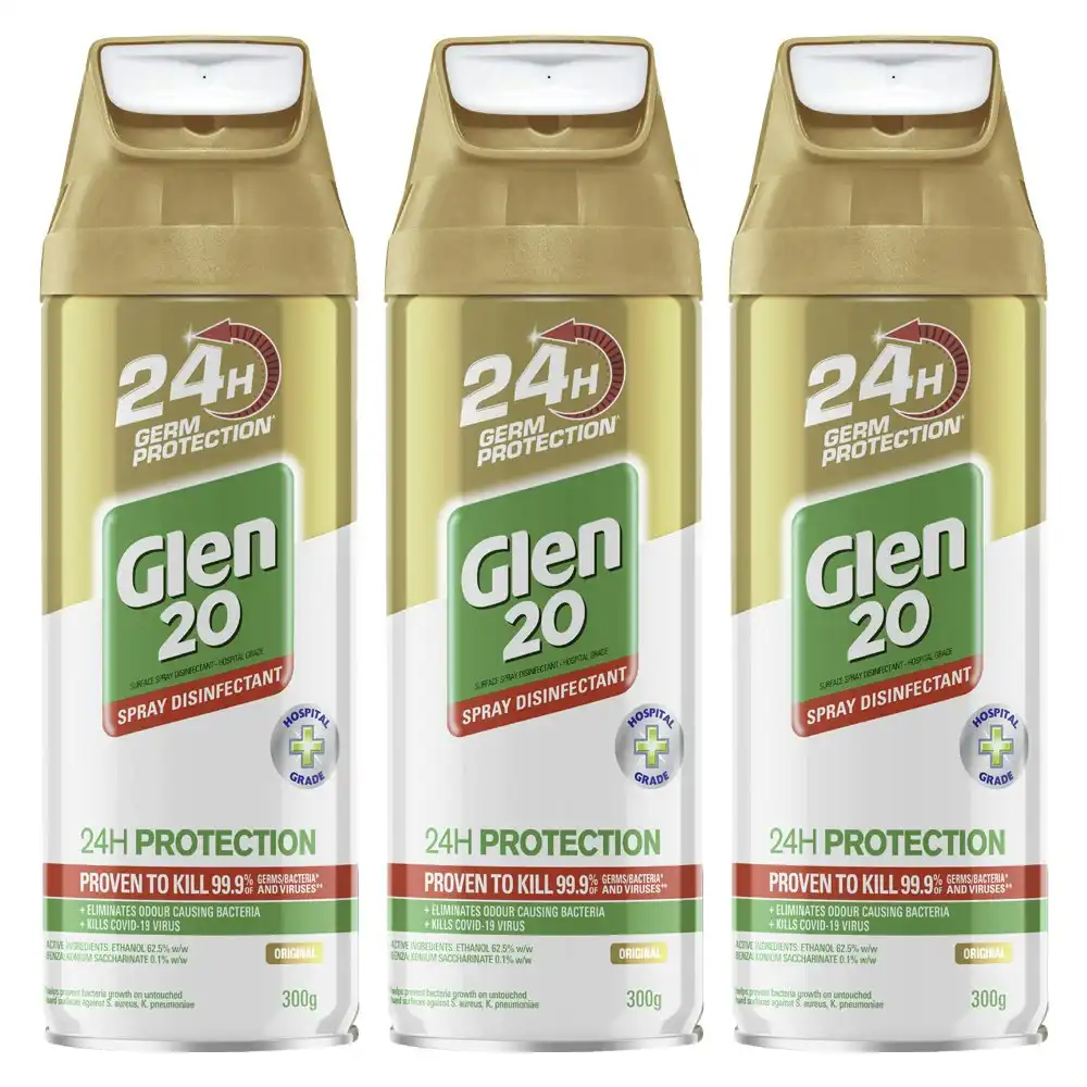 3PK Glen 20 Original 24hr Germ Protection Household Disinfectant Sanitizer Spray