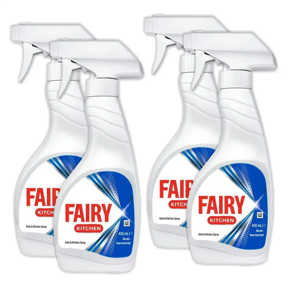 4x Fairy Kitchen Dish & Kitchen Surface Cleaner Spray Antibacterial 450ml