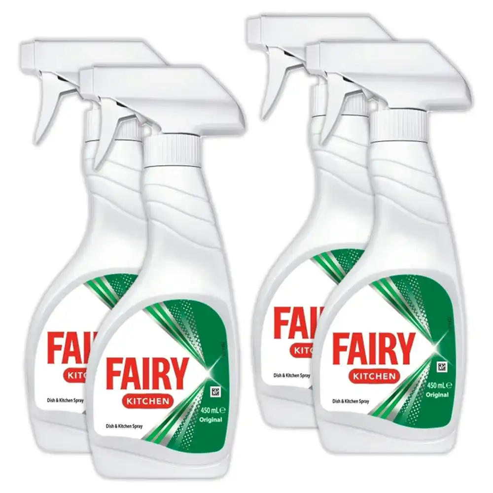 4x Fairy Kitchen Dish & Kitchen Surface Cleaner/Cleaning Spray Original 450ml