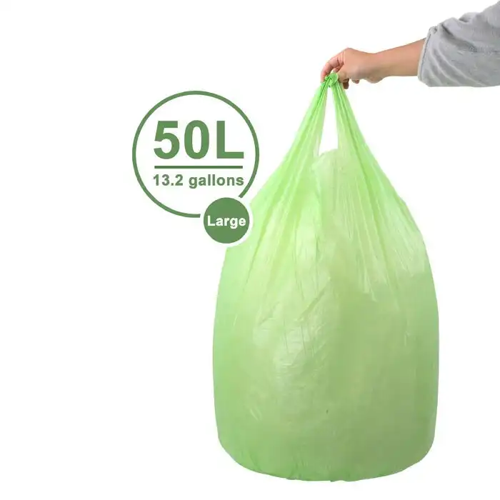 Eco Basics 50L Large Biodegradable Garbage Bags Waste Storage Container Green