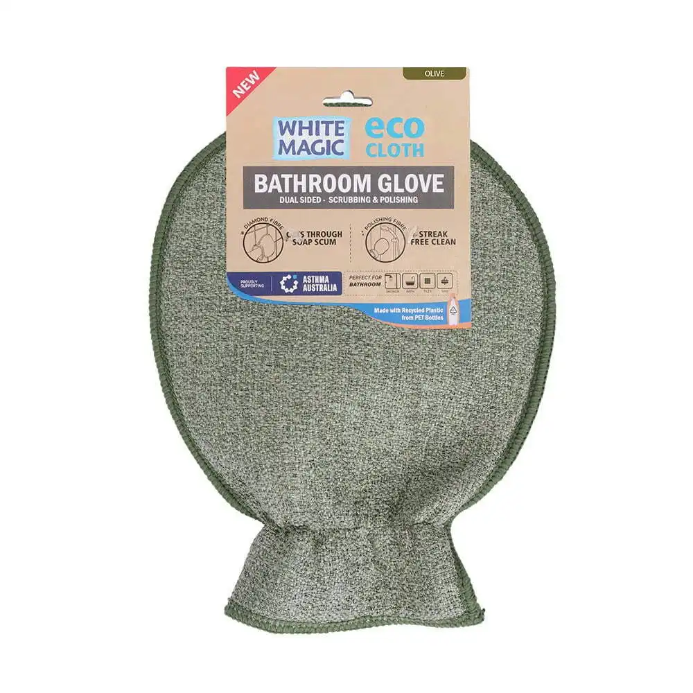 Eco Cloth Bathroom Glove Surface Cleaner Dual Sided Dirt/Grime Scrubber Olive