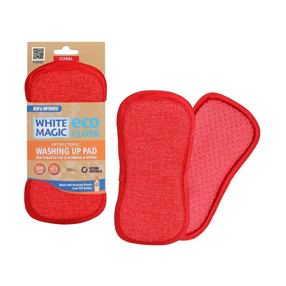 White Magic Double-Sided Dish Washing Up Pad Cleaning Sponge Scrubbing Pad Coral