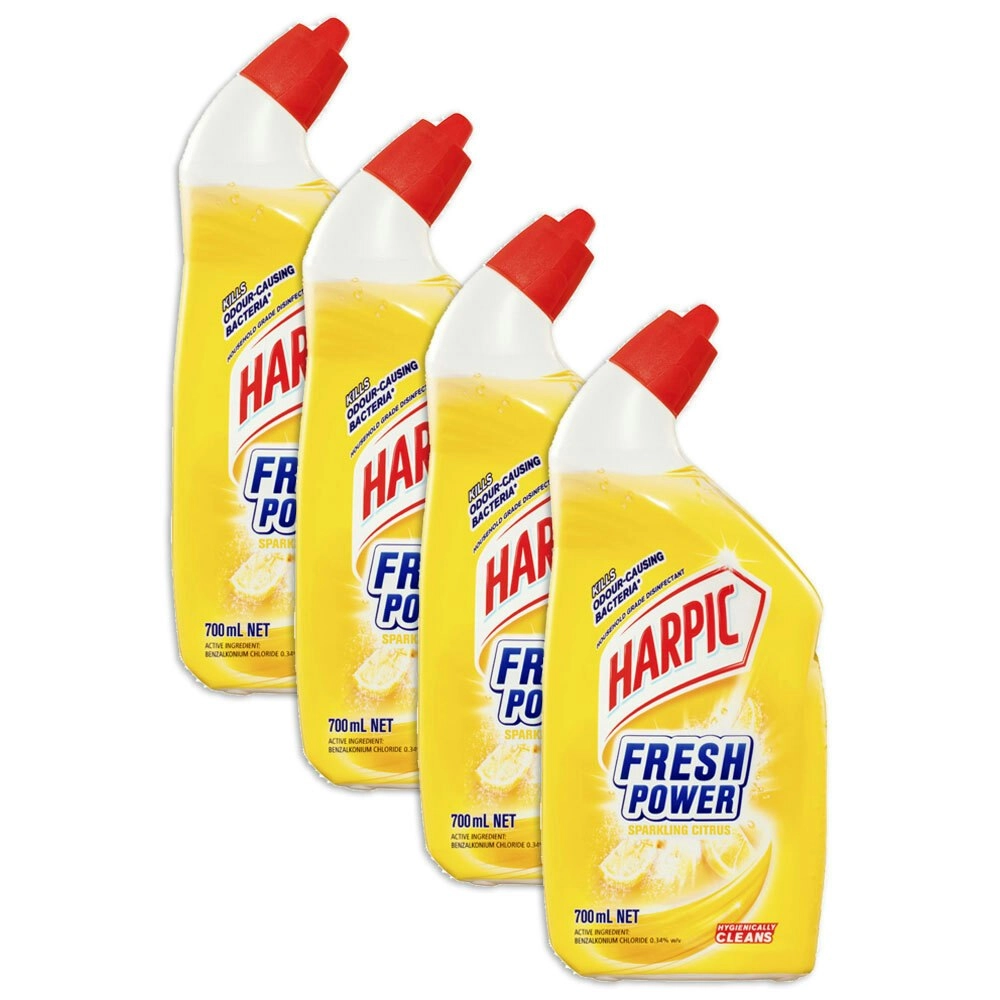 4x Harpic Fresh Power Sparkling Citrus Toilet Cleaner Disinfectant 700ml